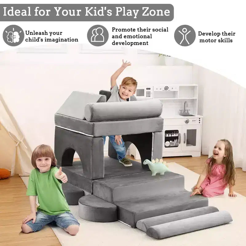 Canapé modulaire pour enfants 13 pièces, canapé pour tout-petits pour garçons et filles créatifs, canapé de jeu modulaire convertible pour enfants, canapé pour enfants pour salle de jeux, 56,7x28,35