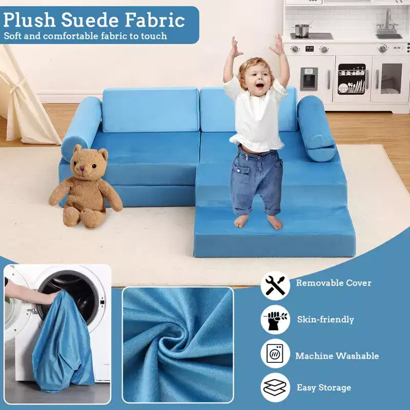 Canapé modulaire pour enfants 13 pièces, canapé pour tout-petits pour garçons et filles créatifs, canapé de jeu modulaire convertible pour enfants, canapé pour enfants pour salle de jeux, 56,7x28,35
