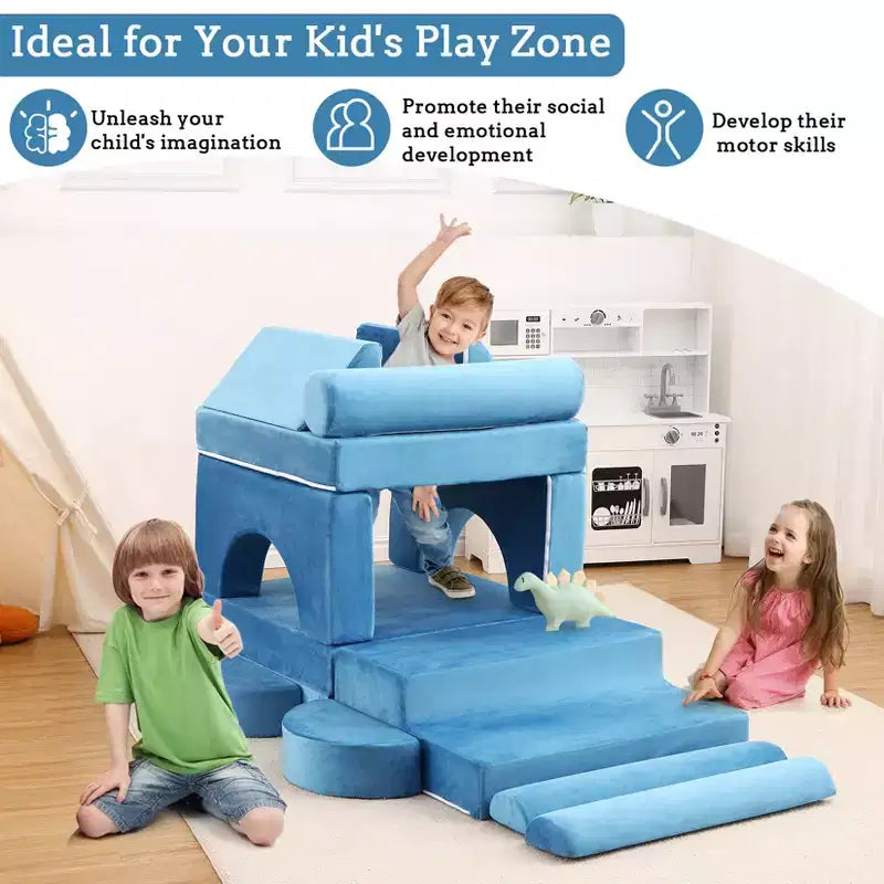 Canapé modulaire pour enfants 13 pièces, canapé pour tout-petits pour garçons et filles créatifs, canapé de jeu modulaire convertible pour enfants, canapé pour enfants pour salle de jeux, 56,7x28,35