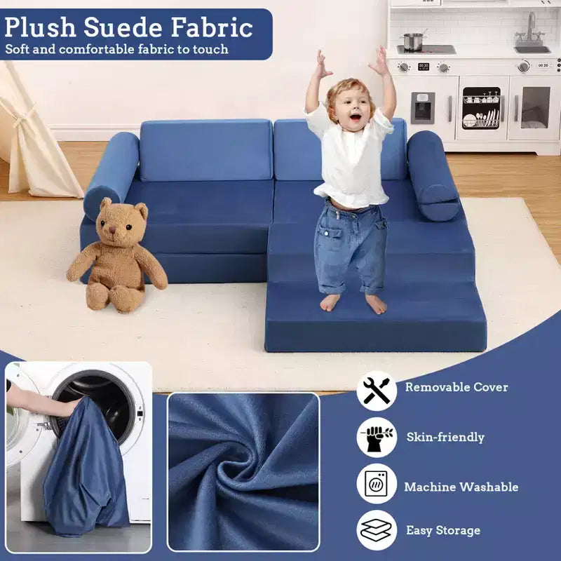 Canapé modulaire pour enfants 13 pièces, canapé pour tout-petits pour garçons et filles créatifs, canapé de jeu modulaire convertible pour enfants, canapé pour enfants pour salle de jeux, 56,7x28,35
