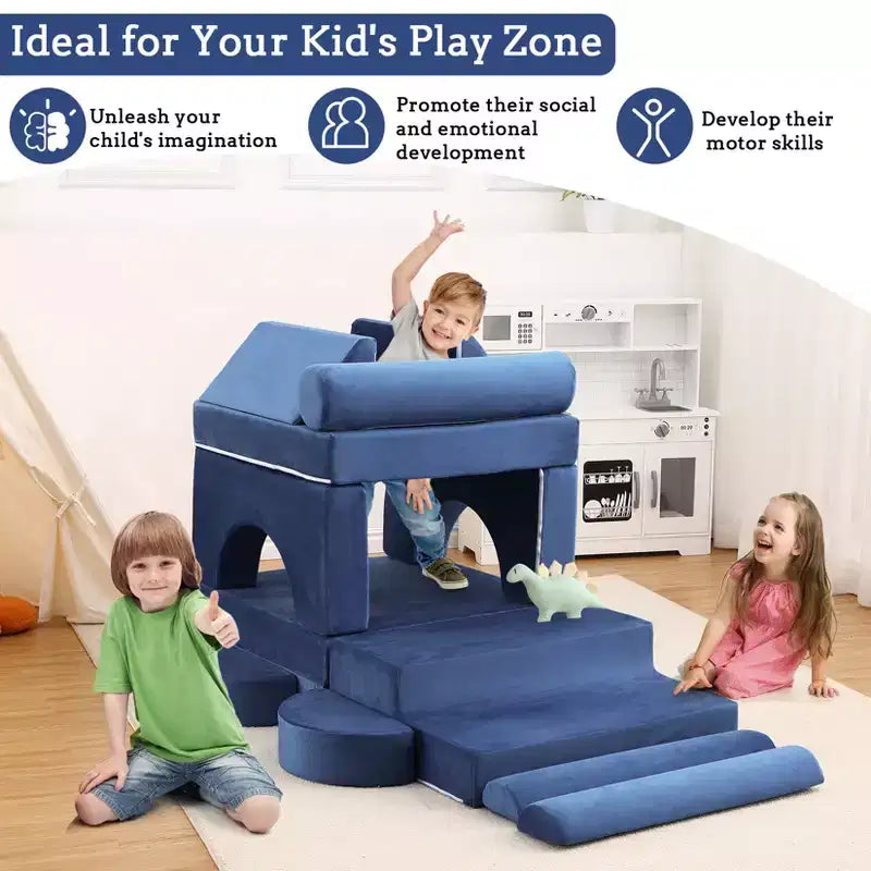 Canapé modulaire pour enfants 13 pièces, canapé pour tout-petits pour garçons et filles créatifs, canapé de jeu modulaire convertible pour enfants, canapé pour enfants pour salle de jeux, 56,7x28,35