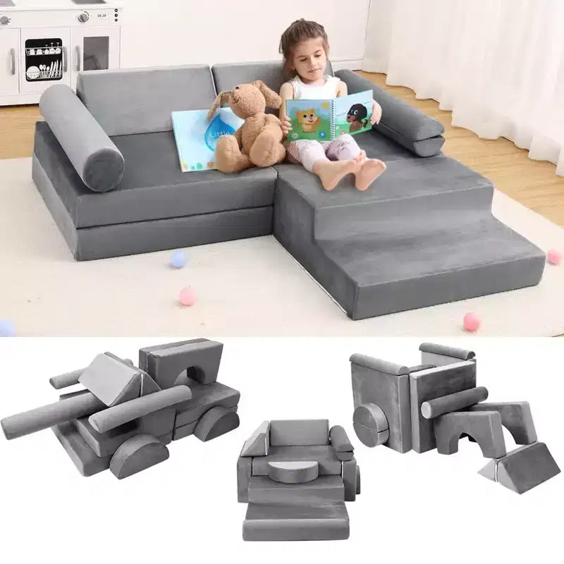 Canapé modulaire pour enfants 13 pièces, canapé pour tout-petits pour garçons et filles créatifs, canapé de jeu modulaire convertible pour enfants, canapé pour enfants pour salle de jeux, 56,7x28,35