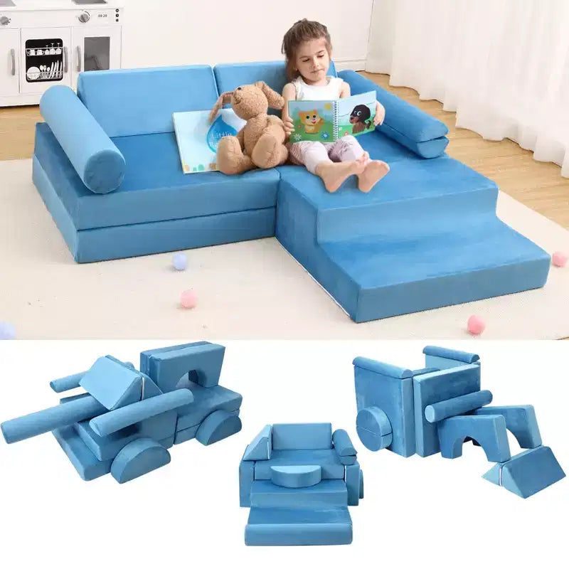 Canapé modulaire pour enfants 13 pièces, canapé pour tout-petits pour garçons et filles créatifs, canapé de jeu modulaire convertible pour enfants, canapé pour enfants pour salle de jeux, 56,7x28,35