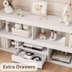 Étagère à Livres pour Enfants avec Tiroir, Organisateur de Rangement de Jouets en Bois, Bibliothèque Blanche pour Salle de Jeux, Salle de Classe, Chambre d'Enfant
