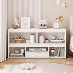 Étagère à Livres pour Enfants avec Tiroir, Organisateur de Rangement de Jouets en Bois, Bibliothèque Blanche pour Salle de Jeux, Salle de Classe, Chambre d'Enfant
