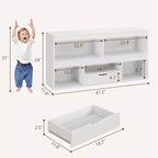Étagère à Livres pour Enfants avec Tiroir, Organisateur de Rangement de Jouets en Bois, Bibliothèque Blanche pour Salle de Jeux, Salle de Classe, Chambre d'Enfant