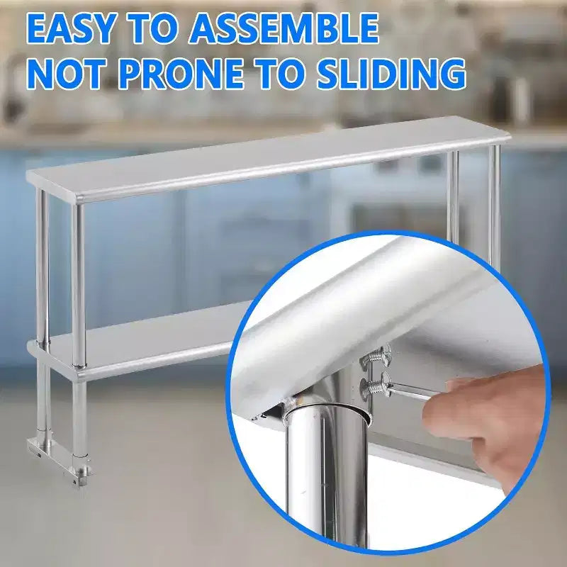 Double étagère supérieure en acier inoxydable, 30,5 x 152,4 cm, réglable en hauteur, pour table de préparation commerciale dans la cuisine de restaurant ou à la maison