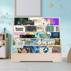 Étagère à livres pour enfants à 5 niveaux avec rangement, étagère de présentation pour tout-petits, support à livres, organisateur de livres d'histoires multifonctionnel, étagère à livres de peinture pour chambre d'enfant