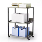 Support d'imprimante à 3 niveaux en panneaux de particules P2 gris lavé combo A+B 15,7x12x25,6 pouces