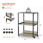 Support d'imprimante à 3 niveaux en panneaux de particules P2 gris lavé combo A+B 15,7x12x25,6 pouces
