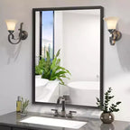 Acekool Bathroom Mirror 40x30inch Modern Rectangular Wall-Mounted Square Corner Vanity Mirror with Metal Frame for Living Room Entryways 40x30in