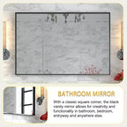 Miroir de salle de bain 40x30 pouces Miroir mural rectangulaire moderne à coins carrés avec cadre en métal pour salon, entrées 40x30 pouces