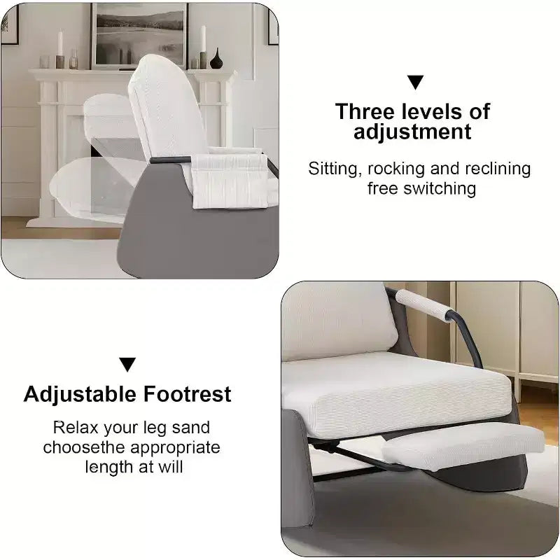 Planeur à 3 positions - Fauteuil à bascule pliable avec repose-pieds escamotable