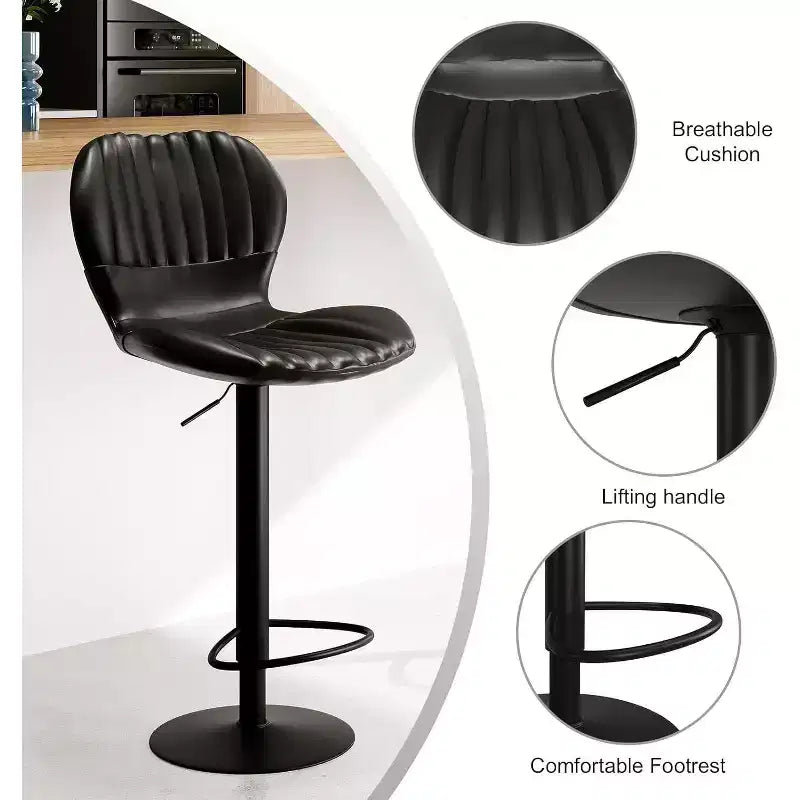Tabourets de bar pivotants à hauteur de comptoir, Chaises de bar de cuisine avec dossier et accoudoirs, Tabourets de bar de salle à manger pour bar, cuisine, salle à manger