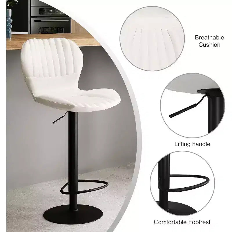 Tabourets de bar pivotants à hauteur de comptoir, Chaises de bar de cuisine avec dossier et accoudoirs, Tabourets de bar de salle à manger pour bar, cuisine, salle à manger