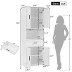 Meuble de salle de bain haut sur pied avec portes et tiroirs/étagères, meuble de rangement au sol pour salle de bain, cuisine