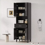 Meuble de salle de bain haut sur pied avec portes et tiroirs/étagères, meuble de rangement au sol pour salle de bain, cuisine
