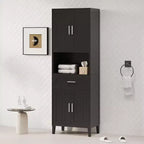 Meuble de salle de bain haut sur pied avec portes et tiroirs/étagères, meuble de rangement au sol pour salle de bain, cuisine