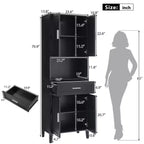 Meuble de salle de bain haut sur pied avec portes et tiroirs/étagères, meuble de rangement au sol pour salle de bain, cuisine