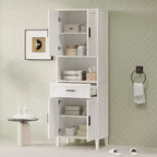 Meuble de salle de bain haut sur pied avec portes et tiroirs/étagères, meuble de rangement au sol pour salle de bain, cuisine