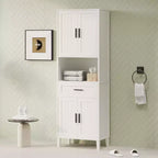 Meuble de salle de bain haut sur pied avec portes et tiroirs/étagères, meuble de rangement au sol pour salle de bain, cuisine