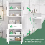 Meuble de salle de bain haut sur pied avec portes et tiroirs/étagères, meuble de rangement au sol pour salle de bain, cuisine