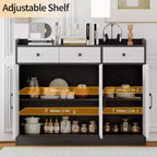 Meuble buffet moderne, table de bar à café de 42,5 pouces avec étagère réglable pour salon