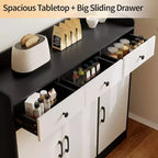 Meuble buffet moderne, table de bar à café de 42,5 pouces avec étagère réglable pour salon