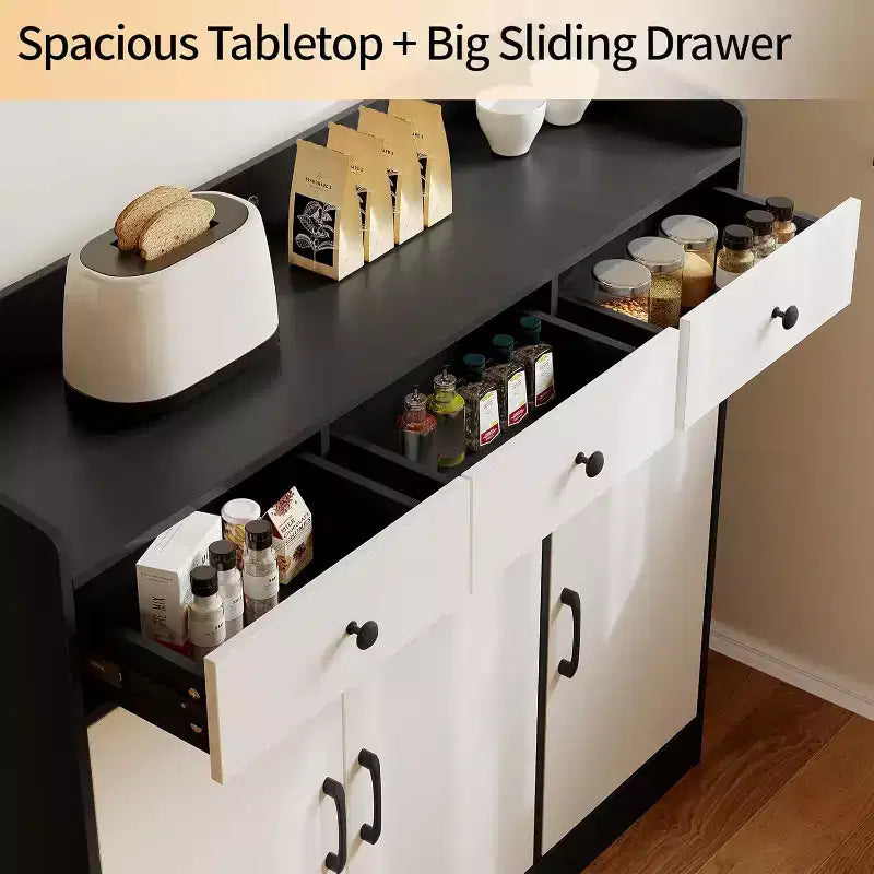 Meuble buffet moderne, table de bar à café de 42,5 pouces avec étagère réglable pour salon
