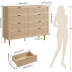Commode à 8 tiroirs, Meuble de rangement moderne en bois pour chambre à coucher, Meuble TV de style rustique pour salon et chambre à coucher