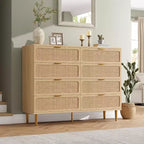 Commode à 8 tiroirs, Meuble de rangement moderne en bois pour chambre à coucher, Meuble TV de style rustique pour salon et chambre à coucher