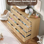 Commode à 8 tiroirs, Meuble de rangement moderne en bois pour chambre à coucher, Meuble TV de style rustique pour salon et chambre à coucher