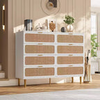 Commode à 8 tiroirs, Meuble de rangement moderne en bois pour chambre à coucher, Meuble TV de style rustique pour salon et chambre à coucher