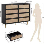 Commode à 8 tiroirs, Meuble de rangement moderne en bois pour chambre à coucher, Meuble TV de style rustique pour salon et chambre à coucher
