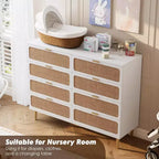 Commode à 8 tiroirs, Meuble de rangement moderne en bois pour chambre à coucher, Meuble TV de style rustique pour salon et chambre à coucher