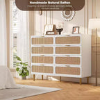 Commode à 8 tiroirs, Meuble de rangement moderne en bois pour chambre à coucher, Meuble TV de style rustique pour salon et chambre à coucher