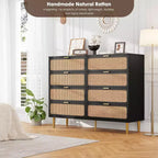 Commode à 8 tiroirs, Meuble de rangement moderne en bois pour chambre à coucher, Meuble TV de style rustique pour salon et chambre à coucher