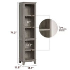 Bibliothèque Étroite 5 Niveaux Étagère de Ferme Bibliothèques en Bois Étagère Rustique Vintage Chêne pour Bureau à Domicile, Salon, Chambre à Coucher, Gris