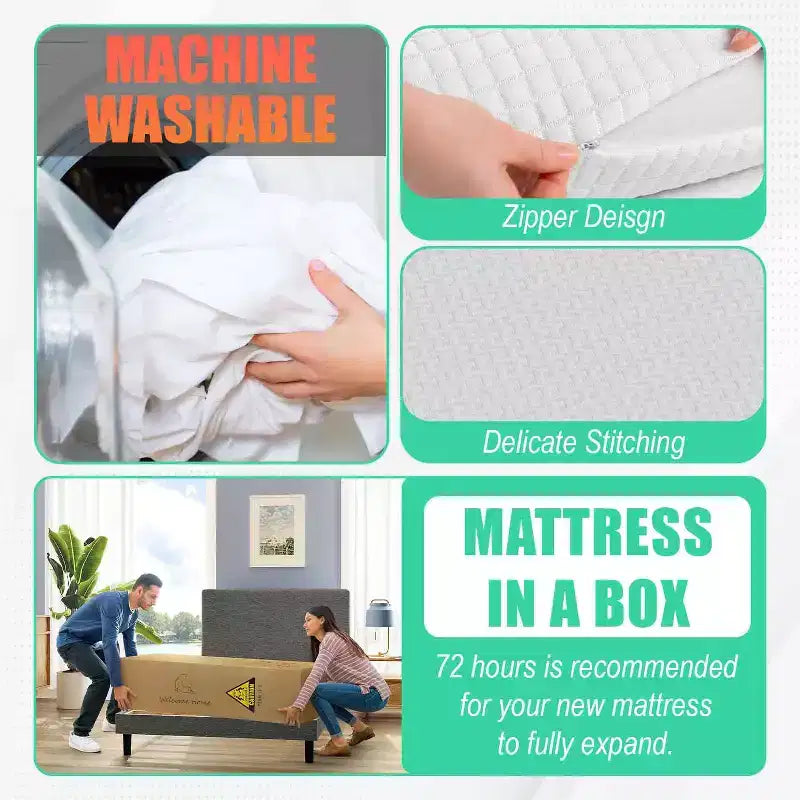 BestMassage Matelas à mémoire de forme au thé vert de 10 pouces, infusé de gel rafraîchissant, matelas à fermeté moyenne