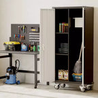 Meuble à outils roulant avec serrure, armoire de rangement métallique à roulettes de 71 pouces pour garage et bureau