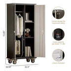 Meuble à outils roulant avec serrure, armoire de rangement métallique à roulettes de 71 pouces pour garage et bureau