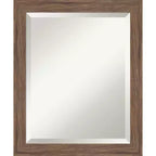 Amanti Art Pia Medium Brown Narrow Beveled Framed Bathroom Vanity Wall Mirror