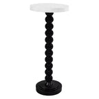 COZAYH Small Pedestal Round End Table, Living Room Furniture, Black and White