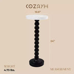 COZAYH Petite Table d'Appoint Ronde sur Pied, Meuble de Salon, Noir et Blanc