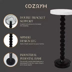 COZAYH Petite Table d'Appoint Ronde sur Pied, Meuble de Salon, Noir et Blanc