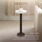 COZAYH Petite Table d'Appoint Ronde sur Pied, Meuble de Salon, Noir et Blanc