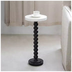 COZAYH Petite Table d'Appoint Ronde sur Pied, Meuble de Salon, Noir et Blanc