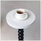 COZAYH Petite Table d'Appoint Ronde sur Pied, Meuble de Salon, Noir et Blanc