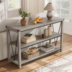 Entryway Console Table, Rustic Console Table with Wide Storage, Industrial Foyer for Entryway with 3-Tier Open Shelves, Entry Tables for Living Room