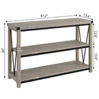 Console d'entrée, Console rustique avec grand espace de rangement, Console industrielle pour entrée avec 3 étagères ouvertes, Tables d'entrée pour salon